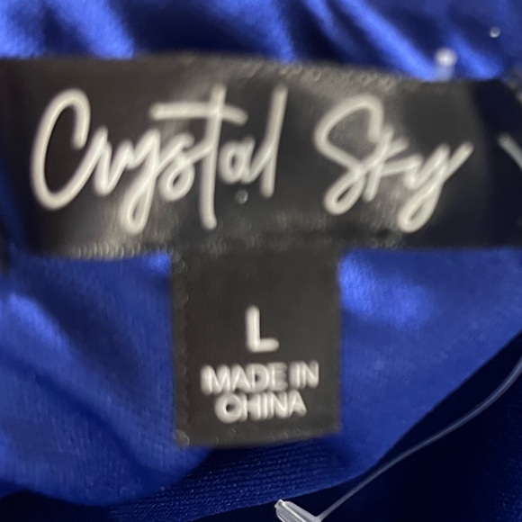 Crystal Sky Satin and Sequin Blue Mini Dress - Picture 4 of 7